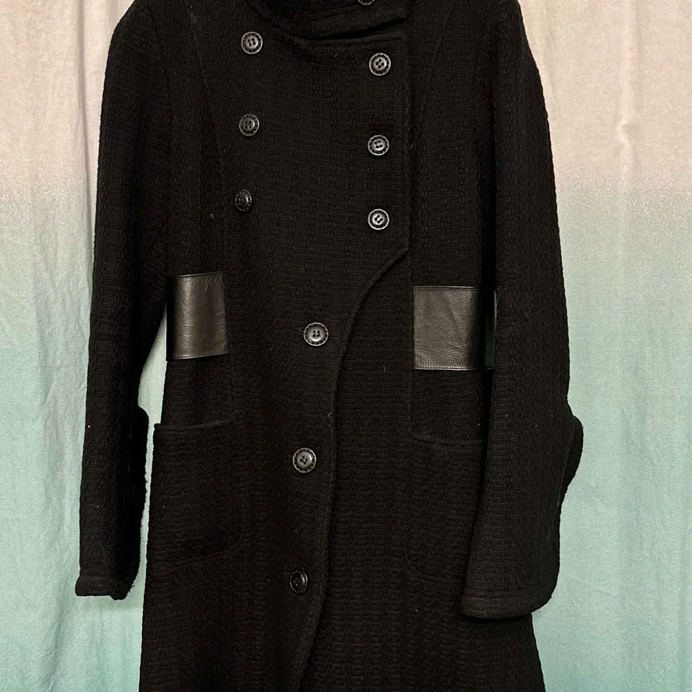 Mackage wool and leather military style coat with bell sleeves - Picture 5 of 15
